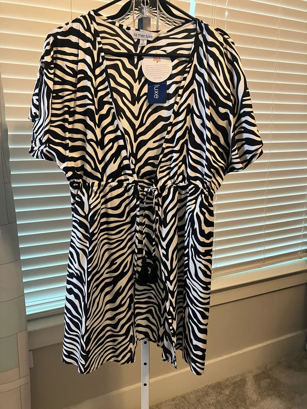 La Mer Luxe Black & White Zebra Print Swim Coverup Tunic
